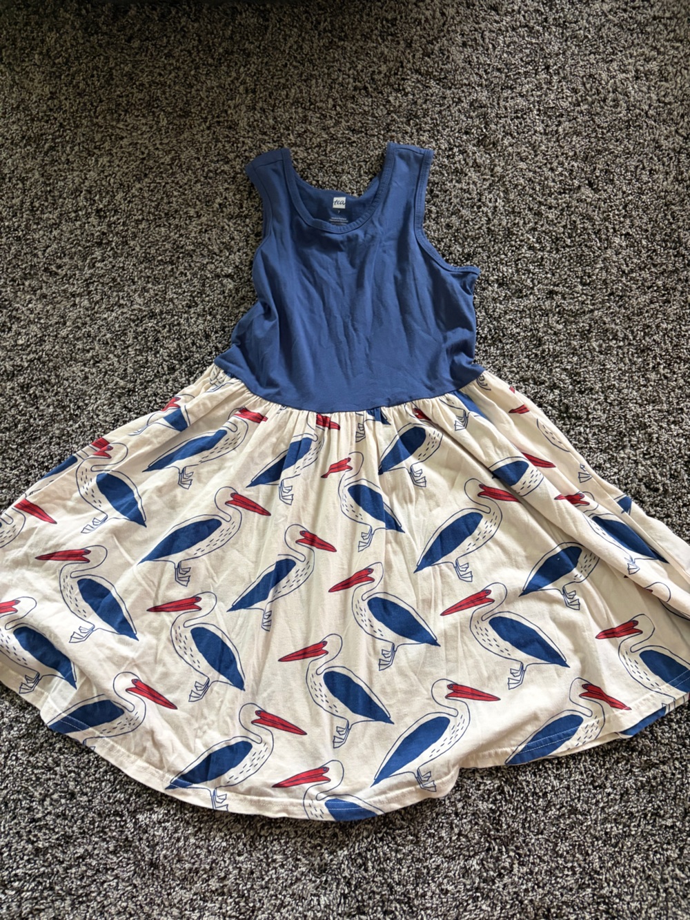 Tea Collection Blue Tank Dress with Cream Pelican Skirt